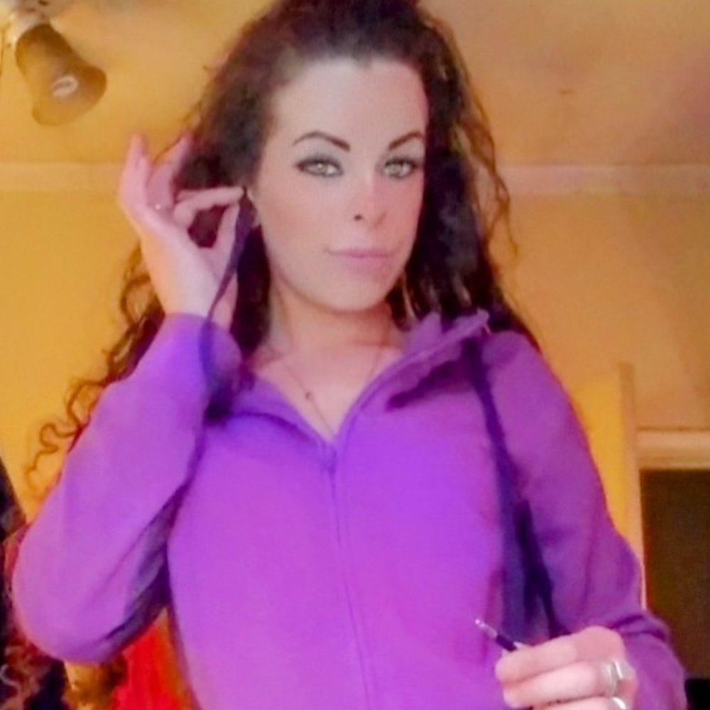 Old Navy Purple Zip-Up Hoodie with attached headphones; aux cord in lining